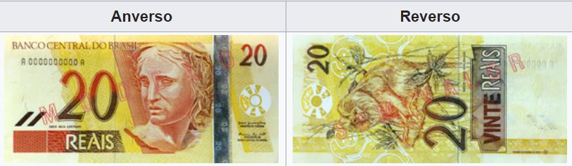 Billete de 20 reales brasileños