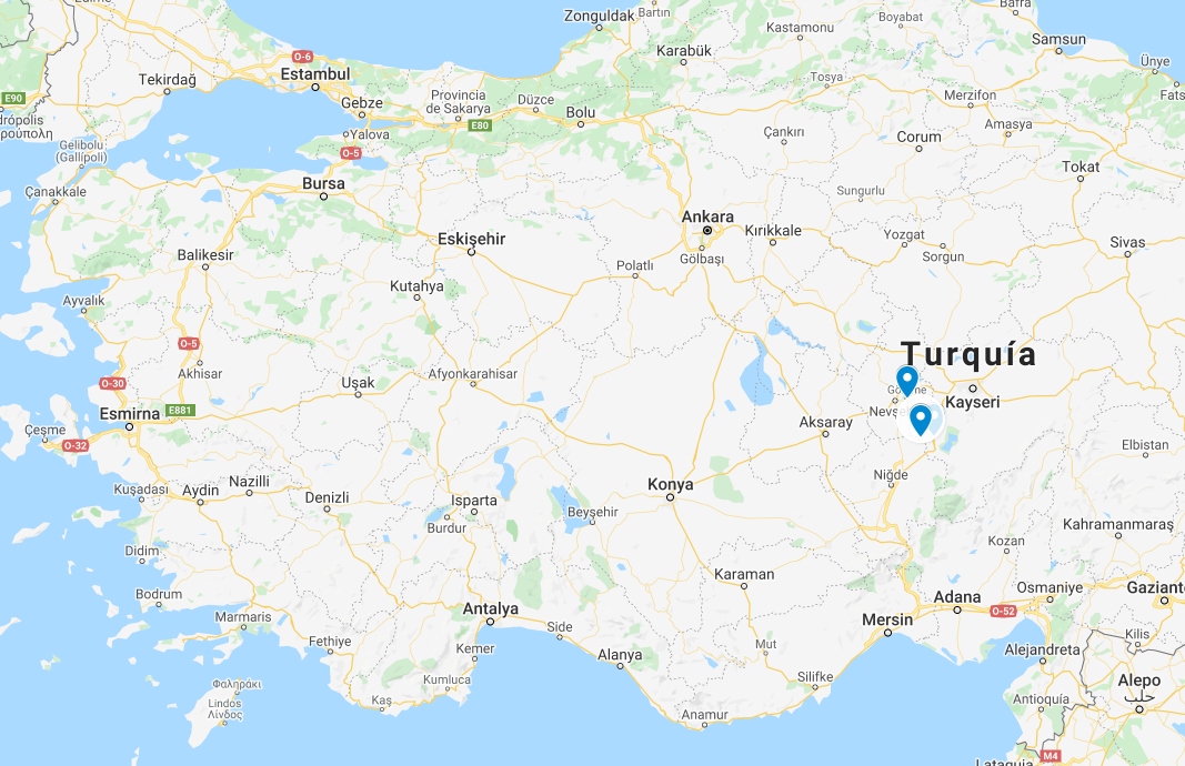 Mapa de Capadocia Turquía
